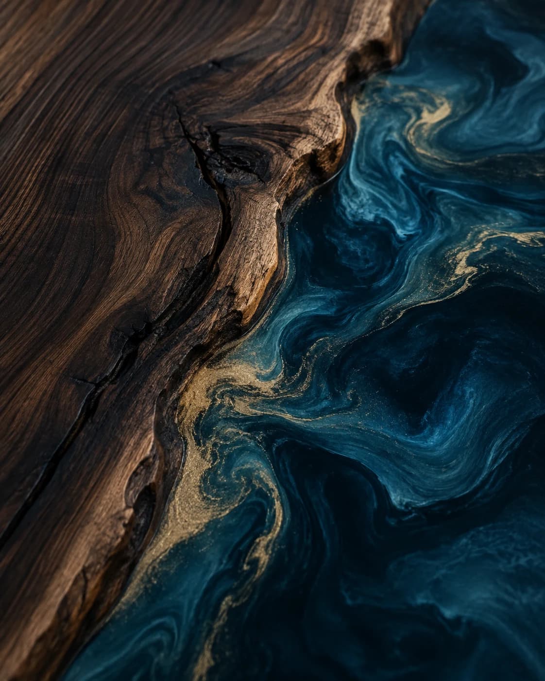 Timber grain and resin in a sculptural design